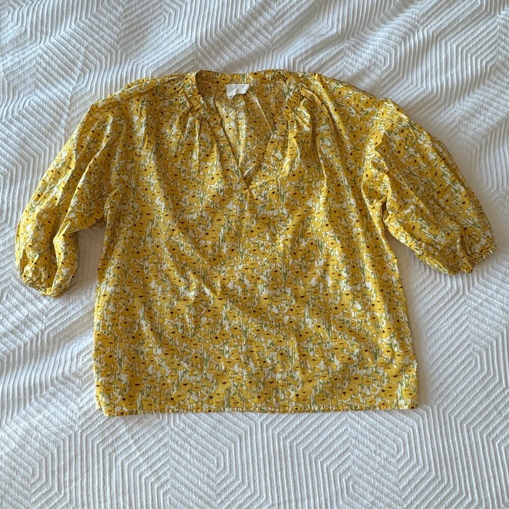 Tuckernuck Hyacinth House Yellow Poppies Women's Puff Sleeve Blouse